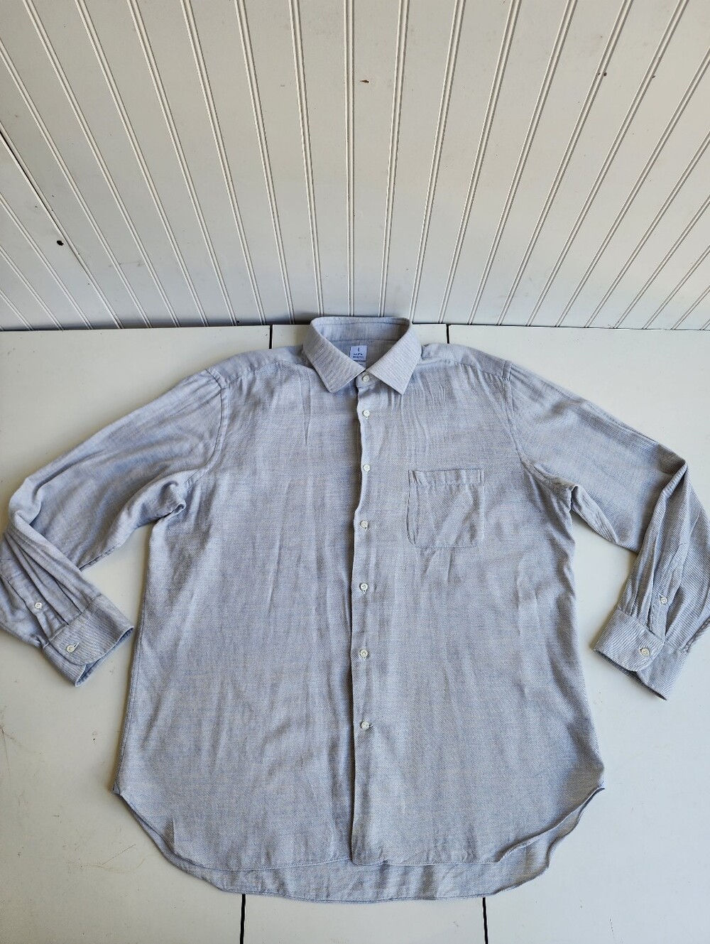 Mastai Ferretti Shirt Flannel Button Down Cashmere Mens Italy Gray Blue 17¾ 45